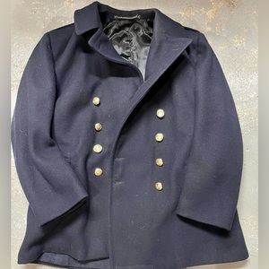 Blue Naval Peacoat - metal button - fits XL - made by house of stone